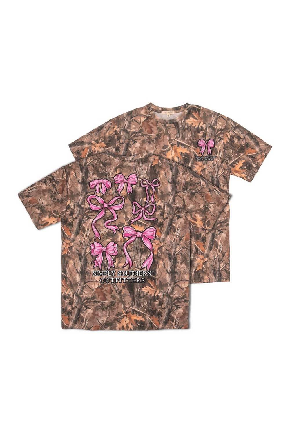 Simply Southern Plus Size Camo Pink Bow T-Shirt for Women in Brown | EXT-SS-PNKBOWS-CAMO - Image 3
