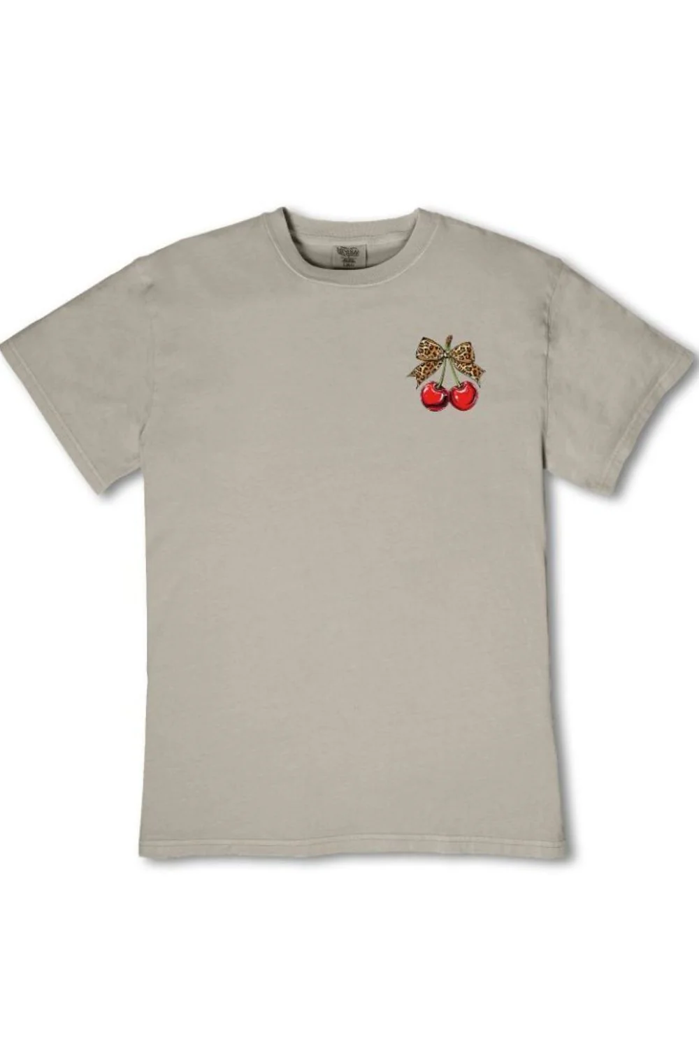 Simply Southern Plus Size Cherries with Leopard Bow Mineral Wash T-Shirt for Women in Birch Tan | EXT-MINWASH-CHERRY-BIRCH - Image 2