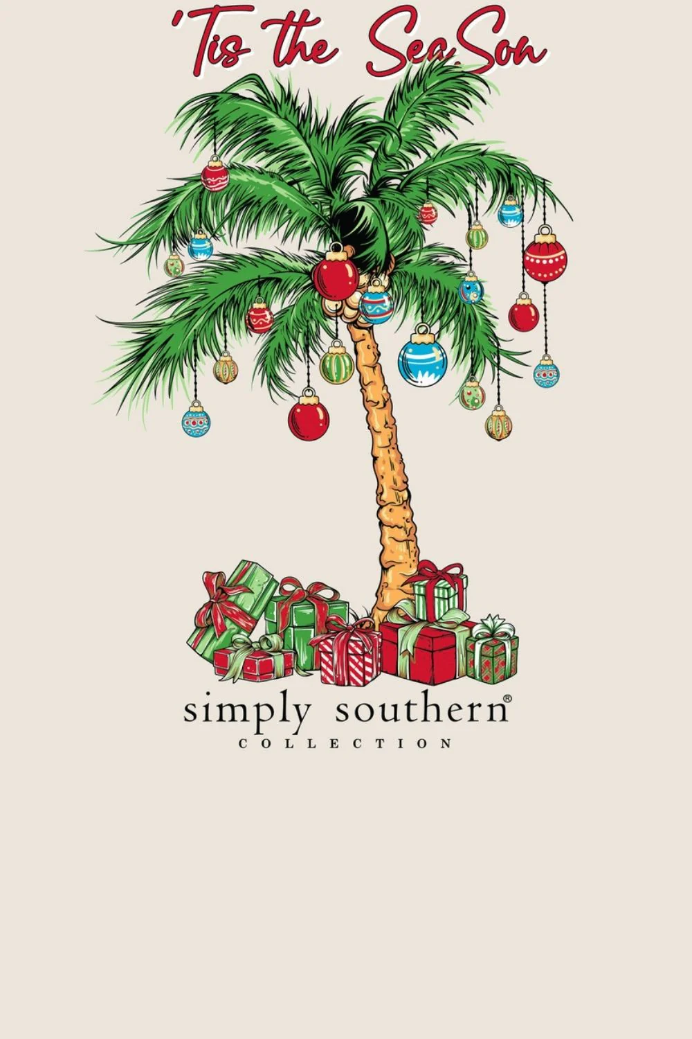 Simply Southern Plus Size Christmas Palm Tree T-Shirt for Women in Wisp White | EXT-SS-XMASPALM-WISP - Image 3