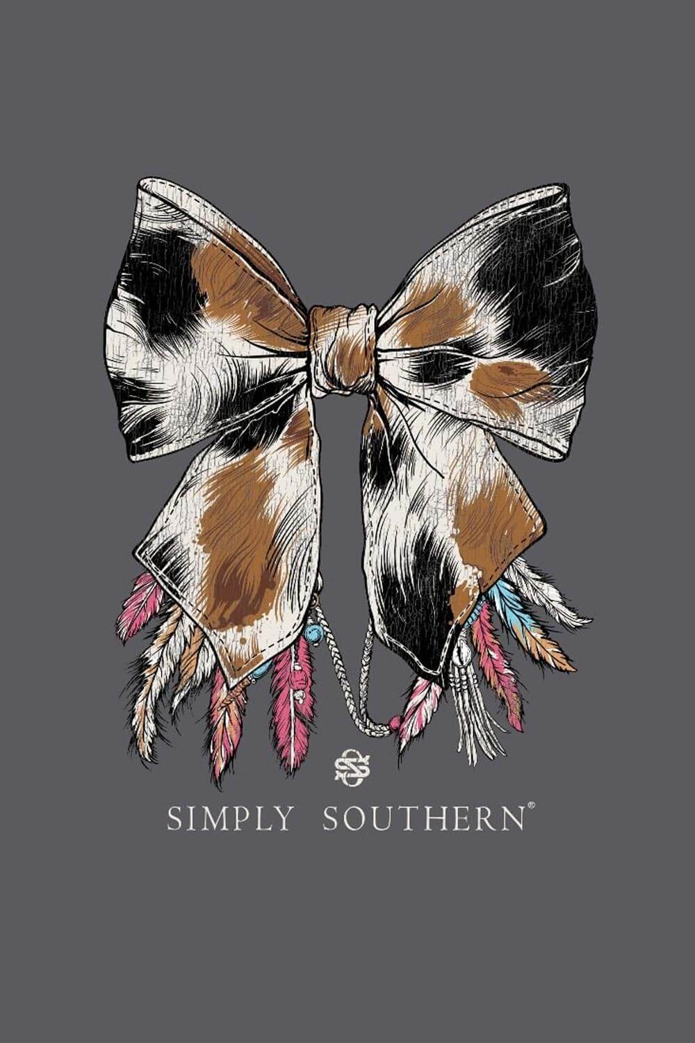 Simply Southern Plus Size Cow Bow T-Shirt for Women in Washed Coal | EXT-SS-COWBOW-WSHCOAL - Image 2