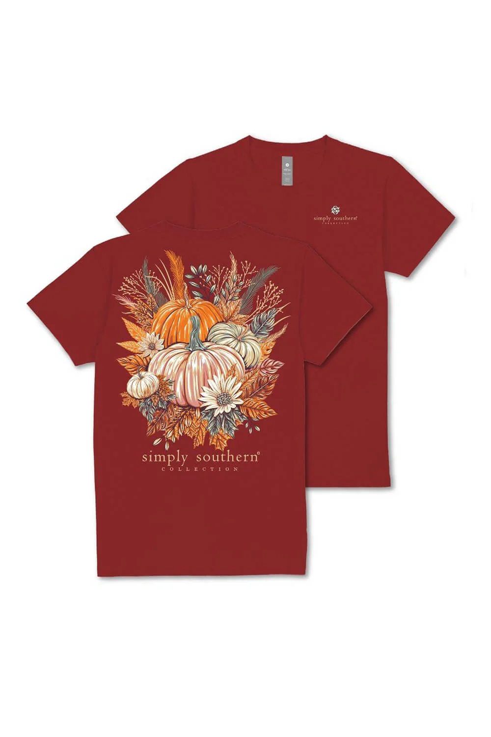 Simply Southern Plus Size Fall Pumpkin Harvest T-Shirt for Women in Carmine | EXT-SS-HARVEST-CARMINE - Image 3