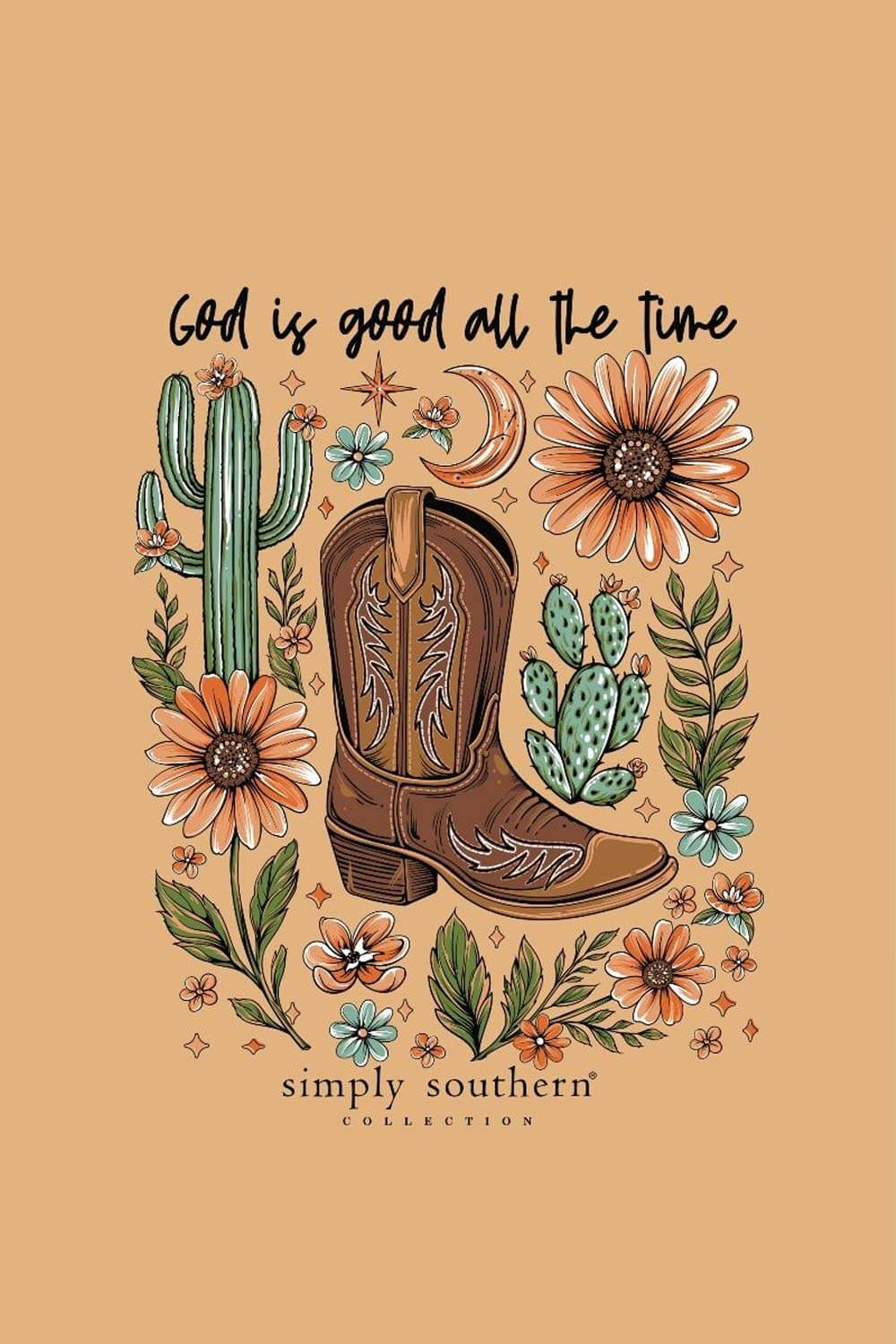 Simply Southern Plus Size God Is Good T-Shirt for Women in Bisque Cream | EXT-SS-TIME-BISQUE - Image 2