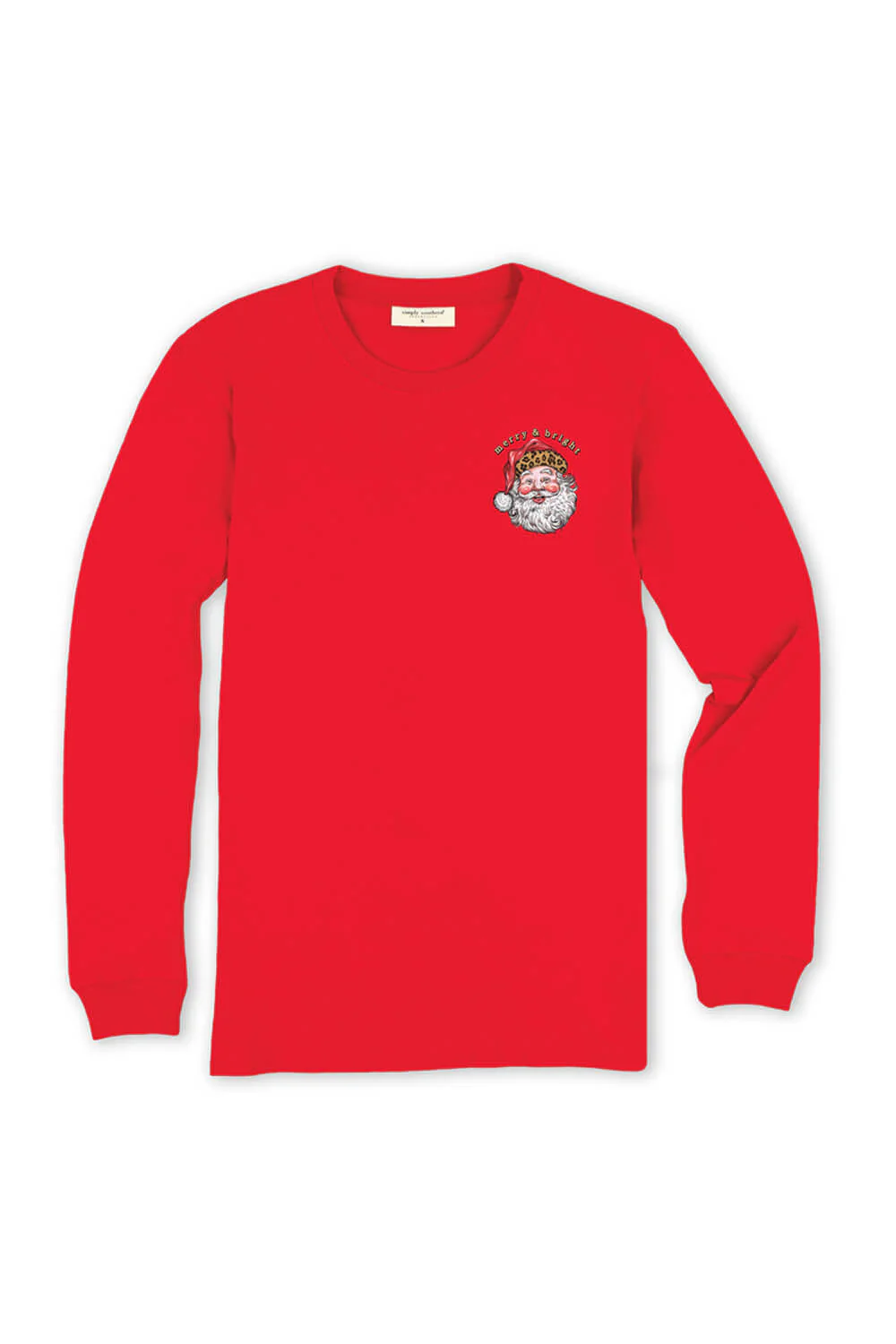 Simply Southern Plus Size Leopard Hat Santa Long Sleeve T-Shirt for Women in Red | EXT-LS-LEOSANTA-RED - Image 2