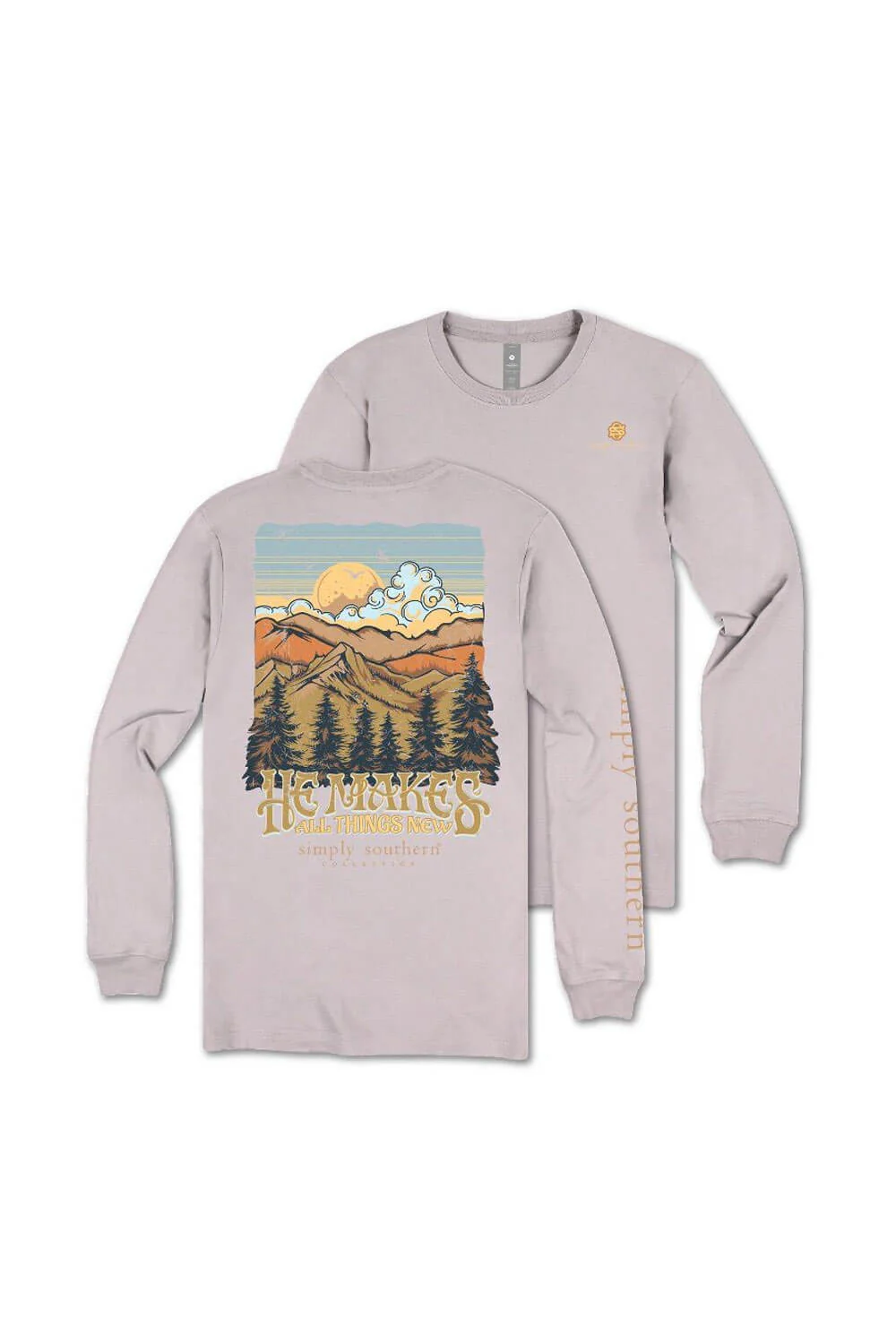 Simply Southern Plus Size Things New Long Sleeve T-Shirt for Women in Driftwood Grey | EXT-LS-NEW-DRFTWD - Image 3