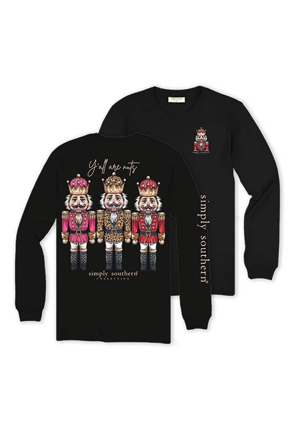 Simply Southern Plus Size Y’all Are Nuts Long Sleeve T-Shirt for Women in Black | EXT-LS-NTCRCKR-BLK - Image 3