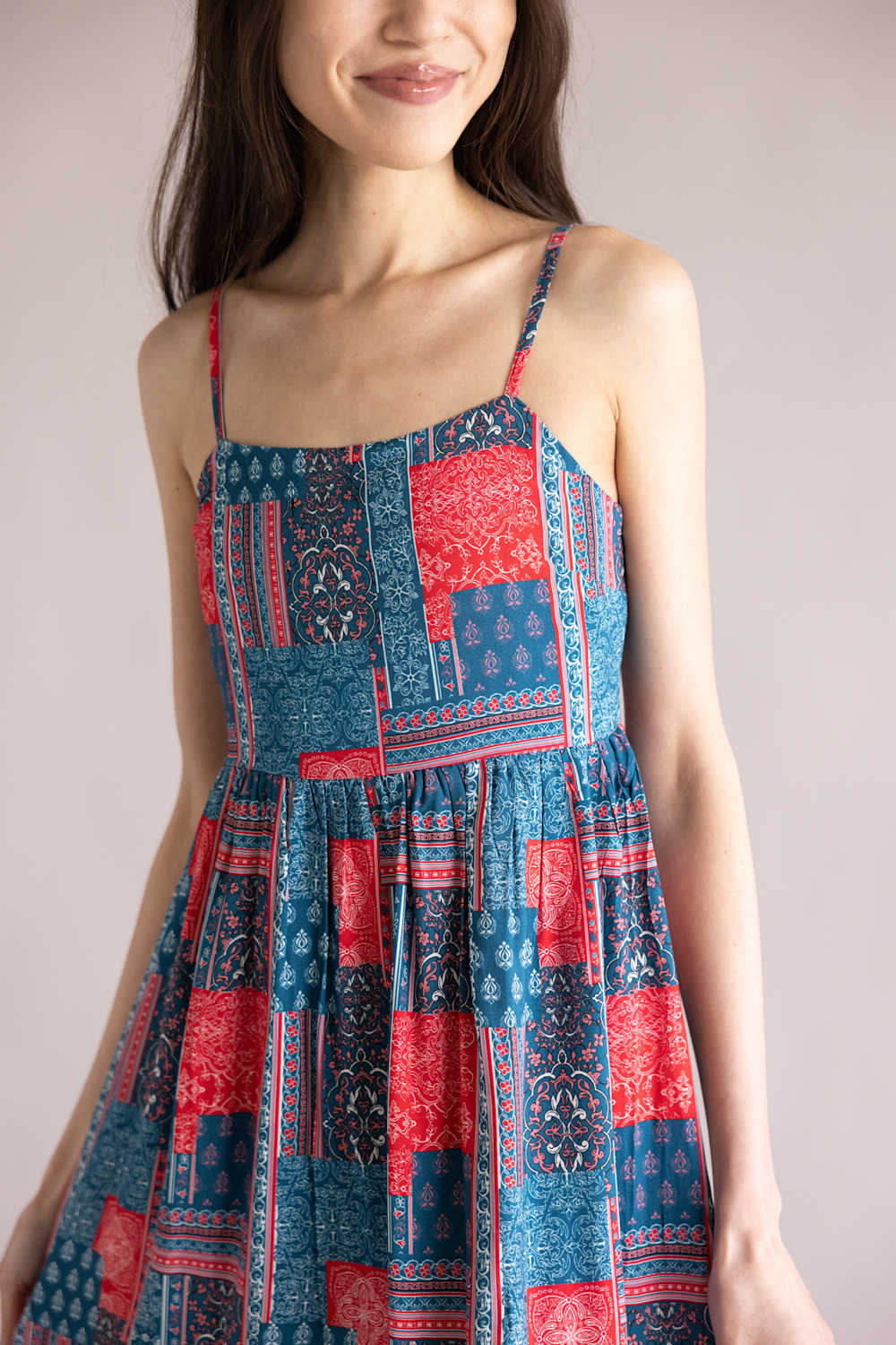 Simply Southern Prim and Coastal Tiered Dress for Women in Blue and Red | PP-0126-DRS-CSTL-TRD-BDNPTH - Image 2