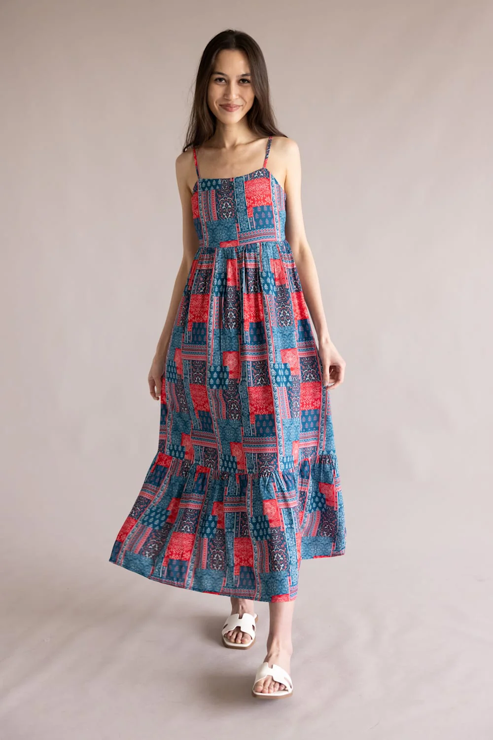 Simply Southern Prim and Coastal Tiered Dress for Women in Blue and Red | PP-0126-DRS-CSTL-TRD-BDNPTH - Image 4