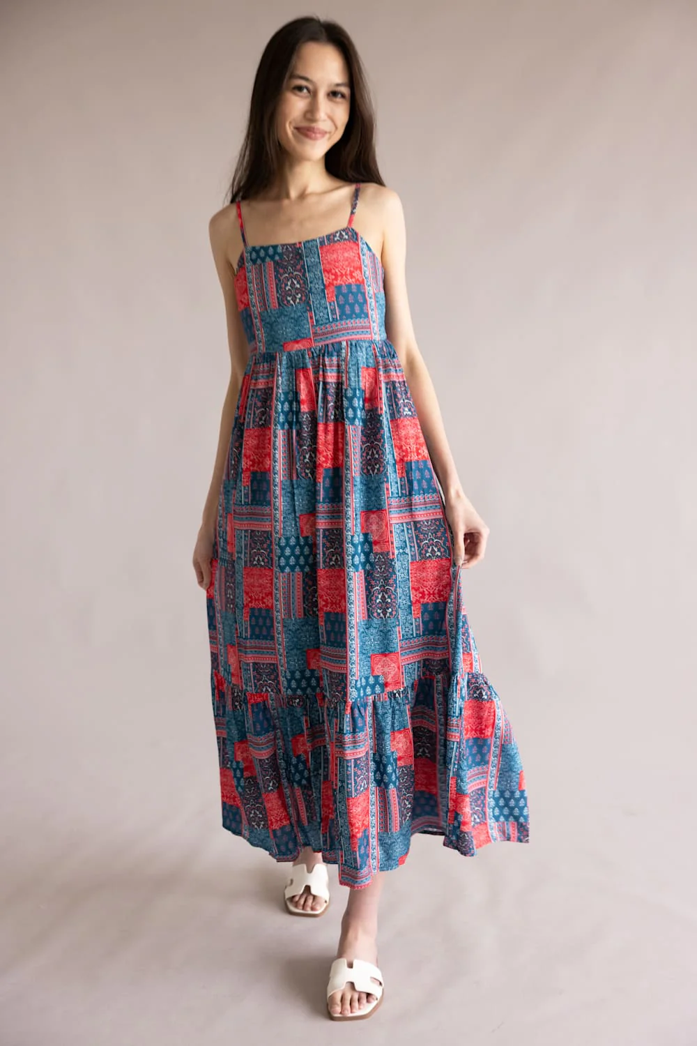 Simply Southern Prim and Coastal Tiered Dress for Women in Blue and Red | PP-0126-DRS-CSTL-TRD-BDNPTH - Image 5