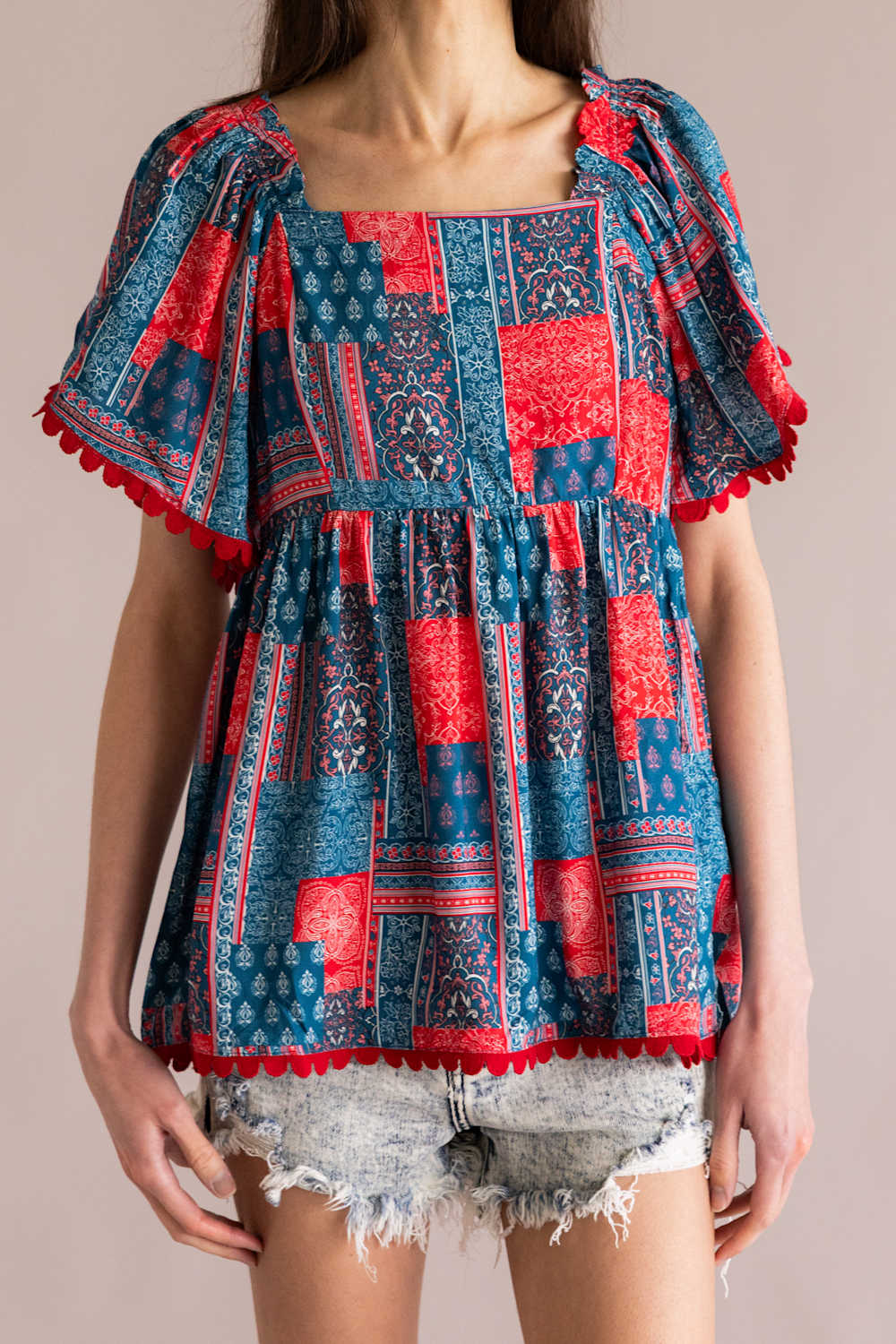 Simply Southern Prim and Coastal Top for Women in Blue and Red | PP-0126-TOP-CSTL-BDNPTCH - Image 3