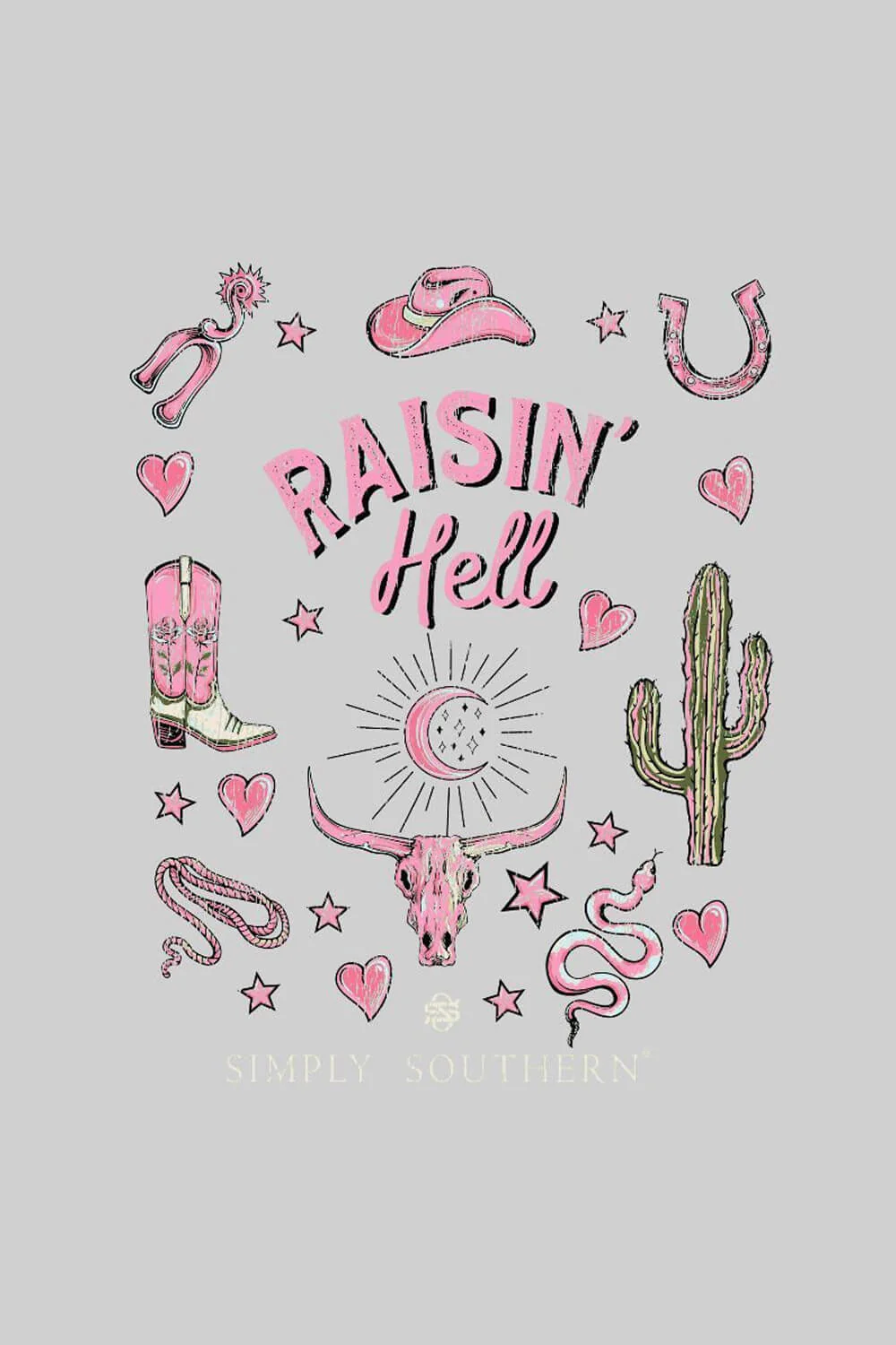 Simply Southern Raisin’ Hell T-Shirt for Women in Washed Grey | SS-RSN-WSHSHDW - Image 3