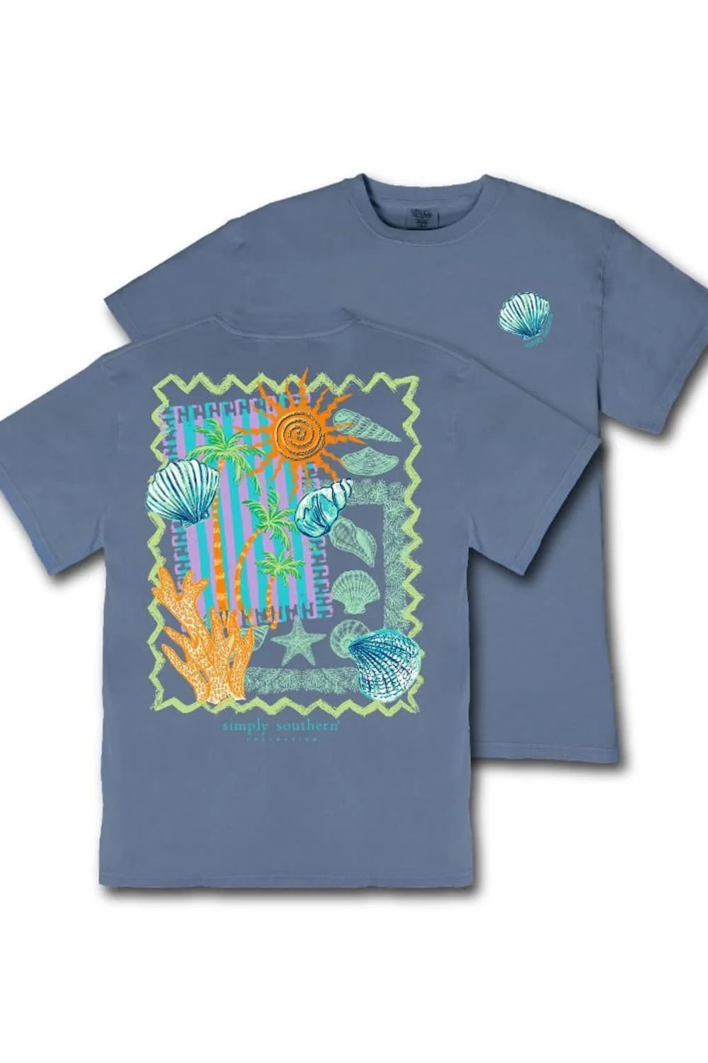 Simply Southern Reef Mineral Wash T-Shirt for Women in Overcast Blue | MINWASH-REEF-OVRCST - Image 2