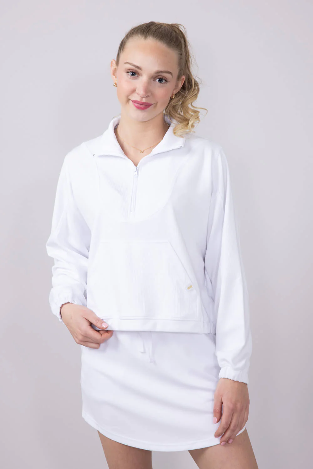 Simply Southern Ribbed Panel Modal Knit ¼ Zip for Women - Image 2