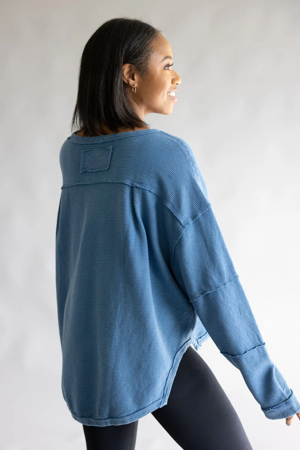 Simply Southern Sabrina Pullover Crewneck for Women in Dark Blue | PP-0225-PULL-SABRINA-DKBLUE - Image 3