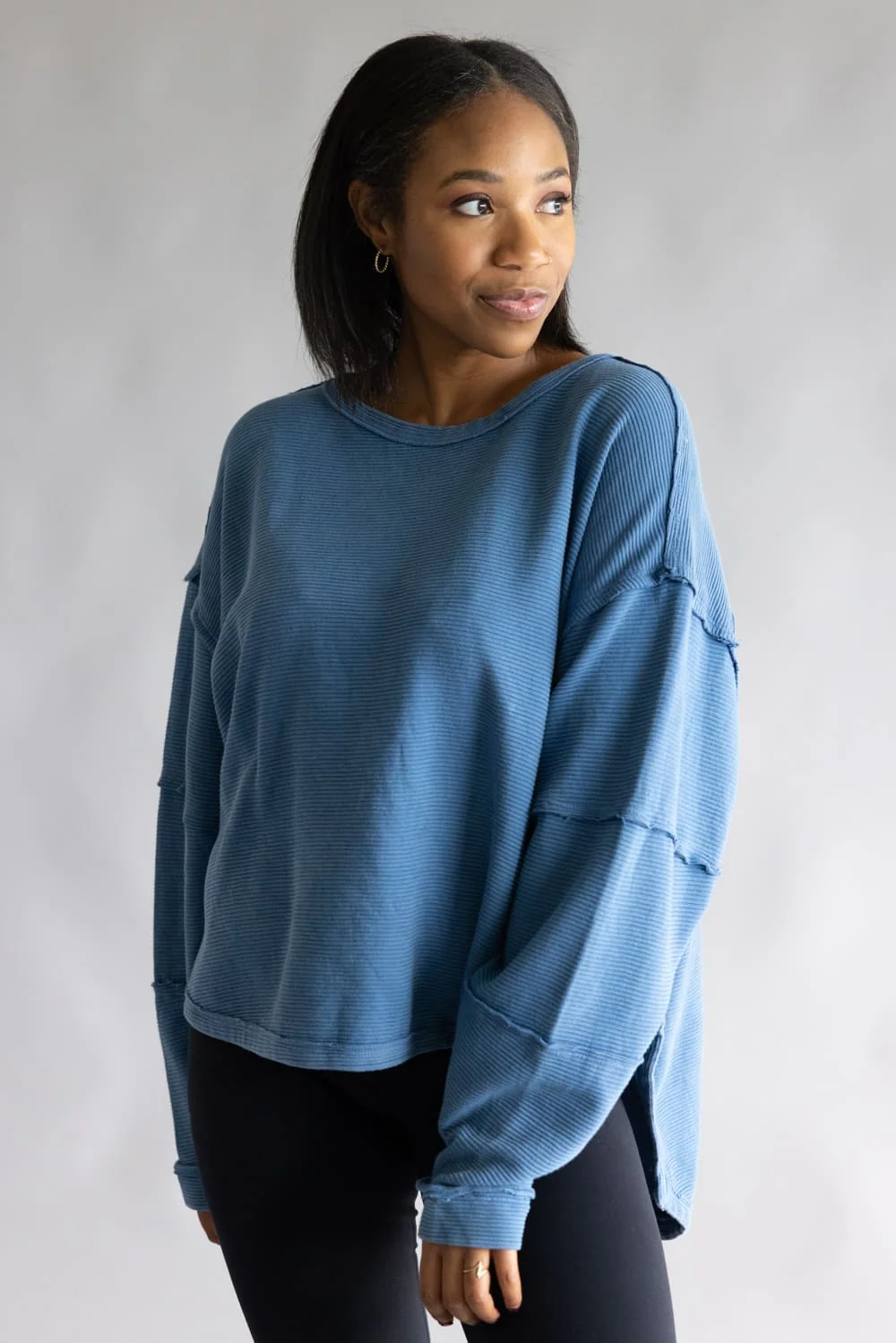 Simply Southern Sabrina Pullover Crewneck for Women in Dark Blue | PP-0225-PULL-SABRINA-DKBLUE - Image 4