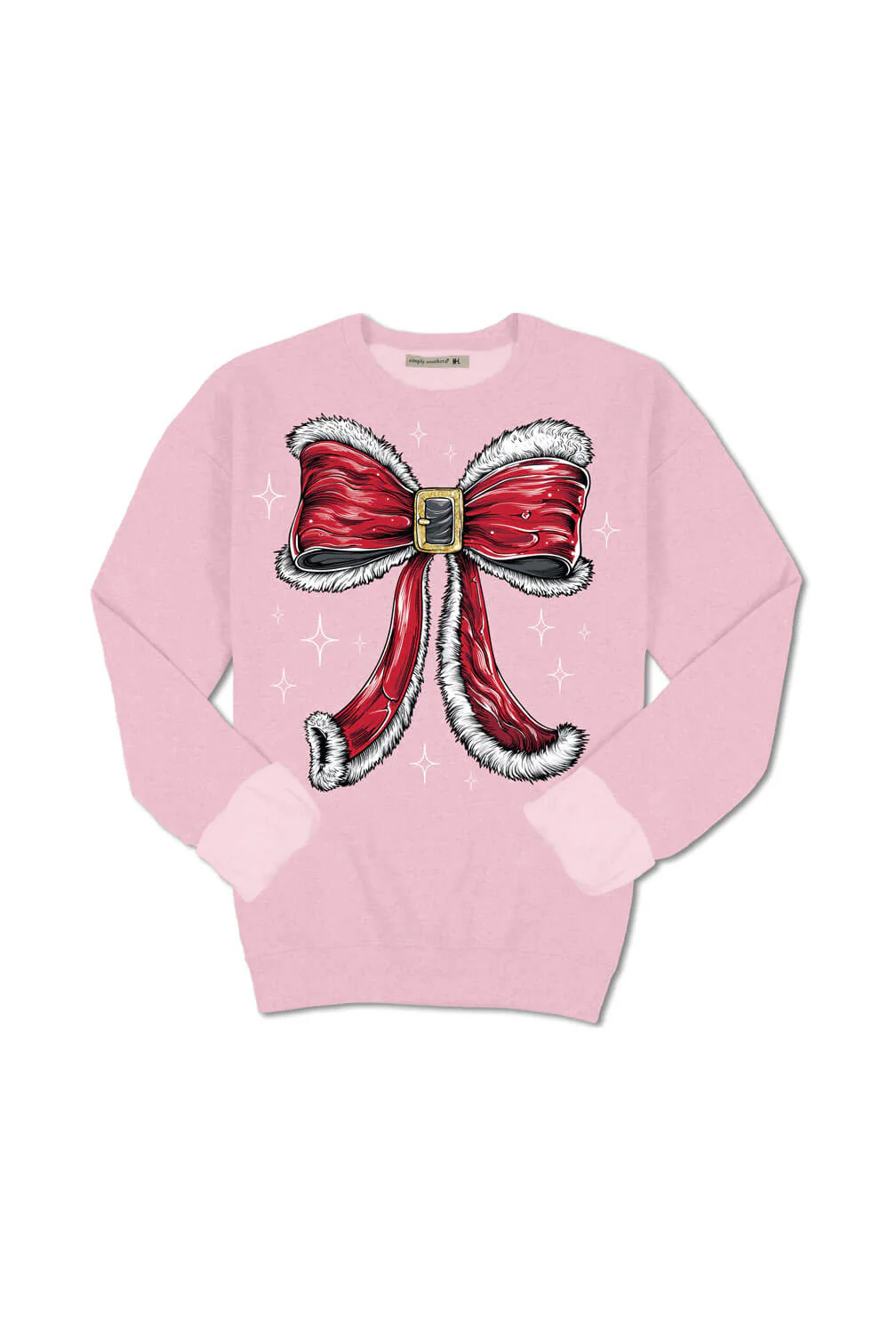 Simply Southern Santa Bow Crewneck for Women in Pink | CREW-BOW-TUTU - Image 3