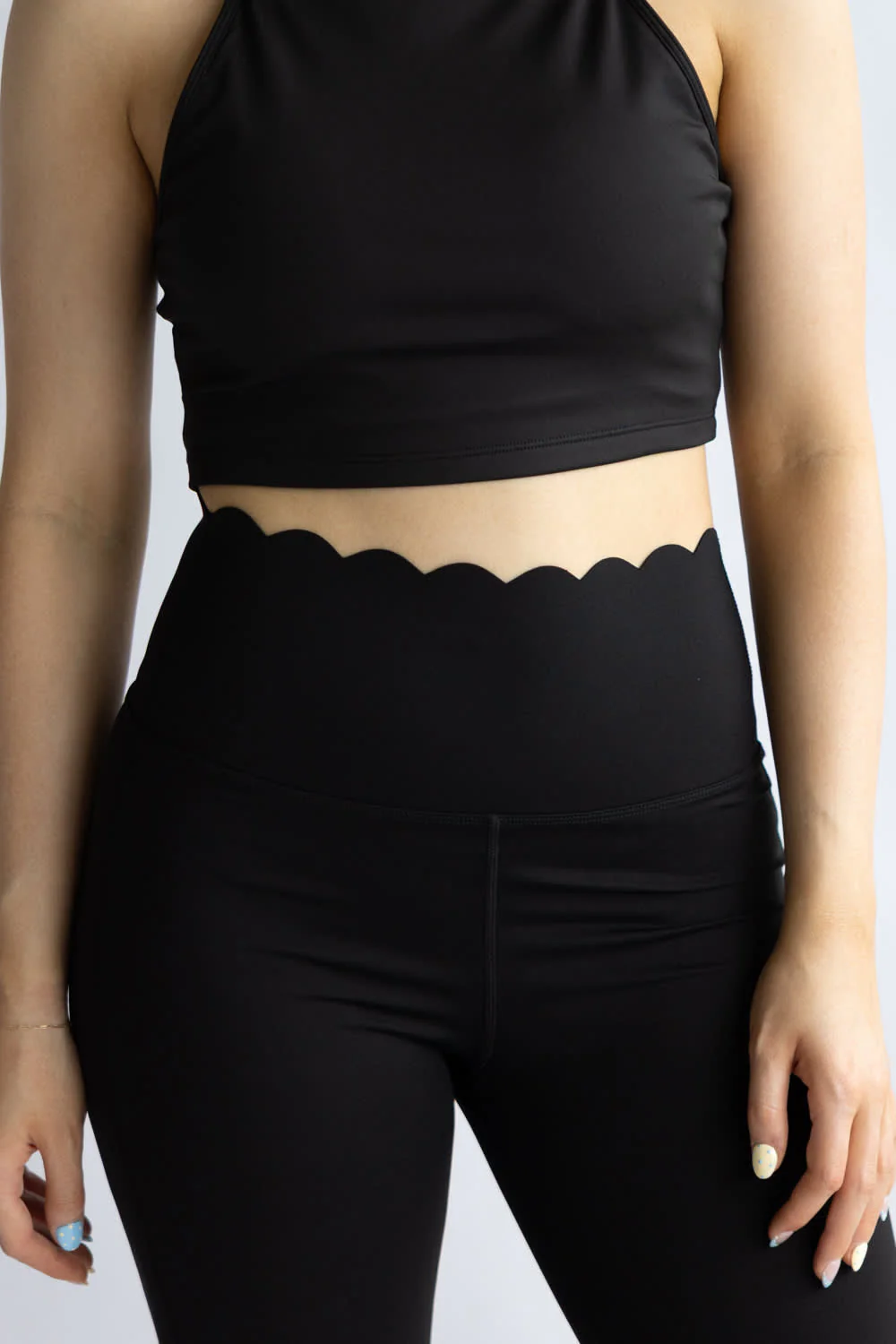 Simply Southern Scalloped Flare Leggings for Women in Black | PP-0126-LEG-SCLP-BLK - Image 3