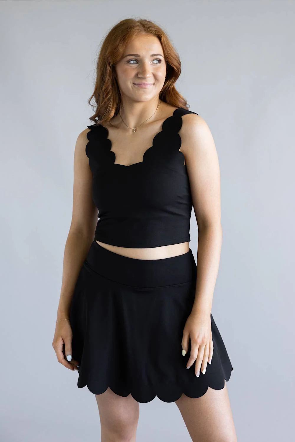 Simply Southern Scalloped Skirt for Women in Black | PP-0126-SKRT-SCLP-BLK - Image 2