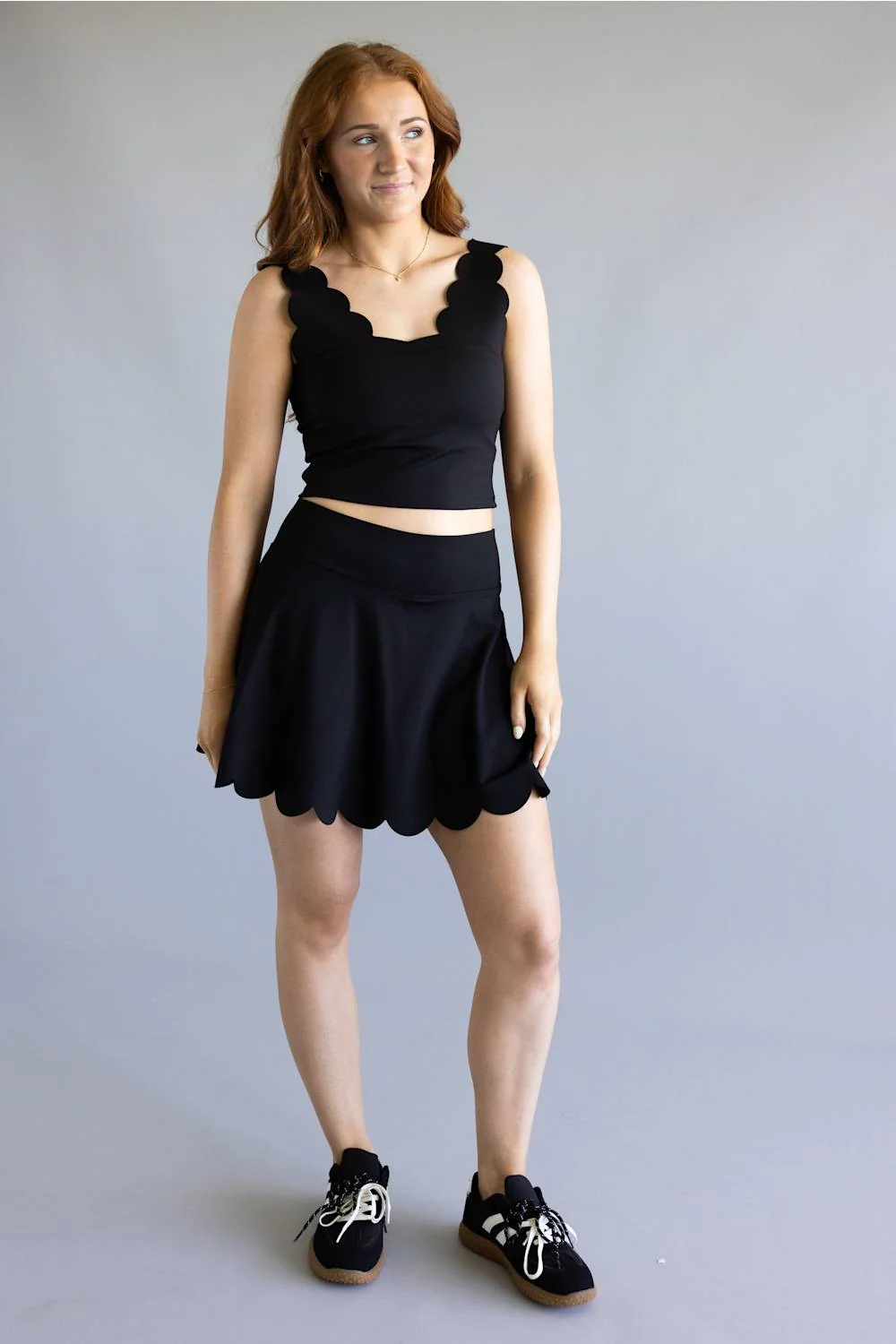 Simply Southern Scalloped Tank for Women in Black | PP-0126-BRA-SCLP-BLK - Image 2