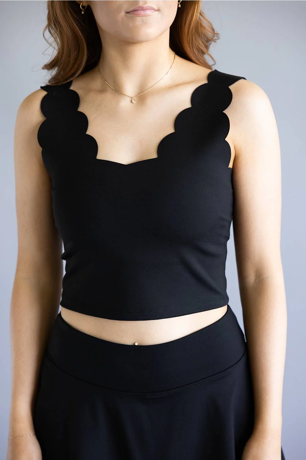 Simply Southern Scalloped Tank for Women in Black | PP-0126-BRA-SCLP-BLK - Image 3