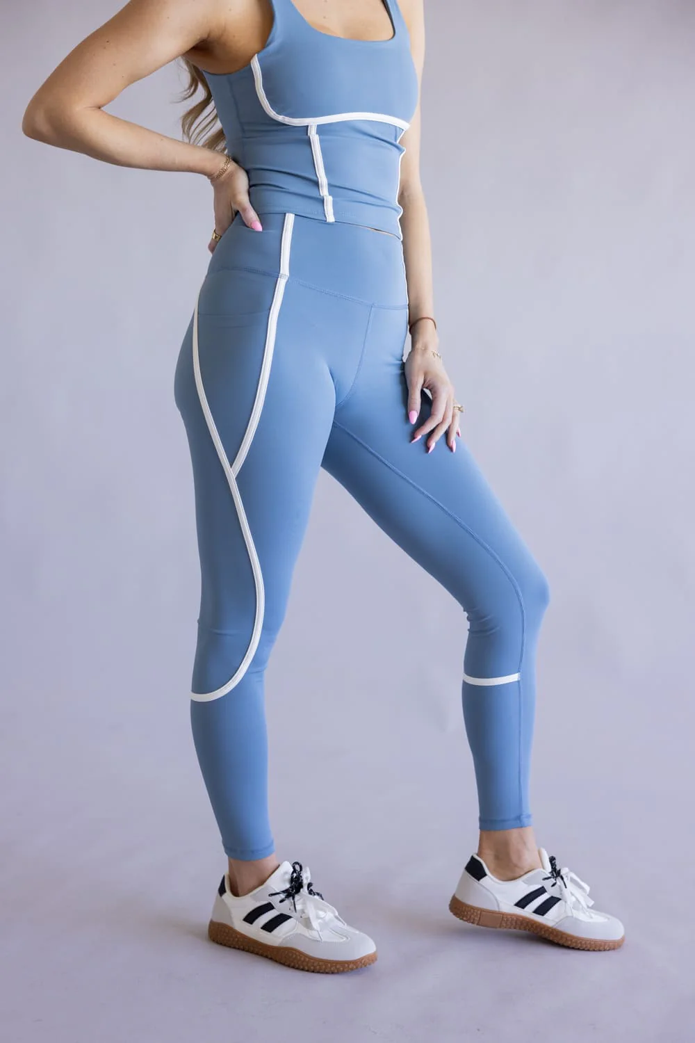 Simply Southern Seamed Workout Leggings for Women in Blue | PP-0126-LEG-PRNCS-DWBLU - Image 4