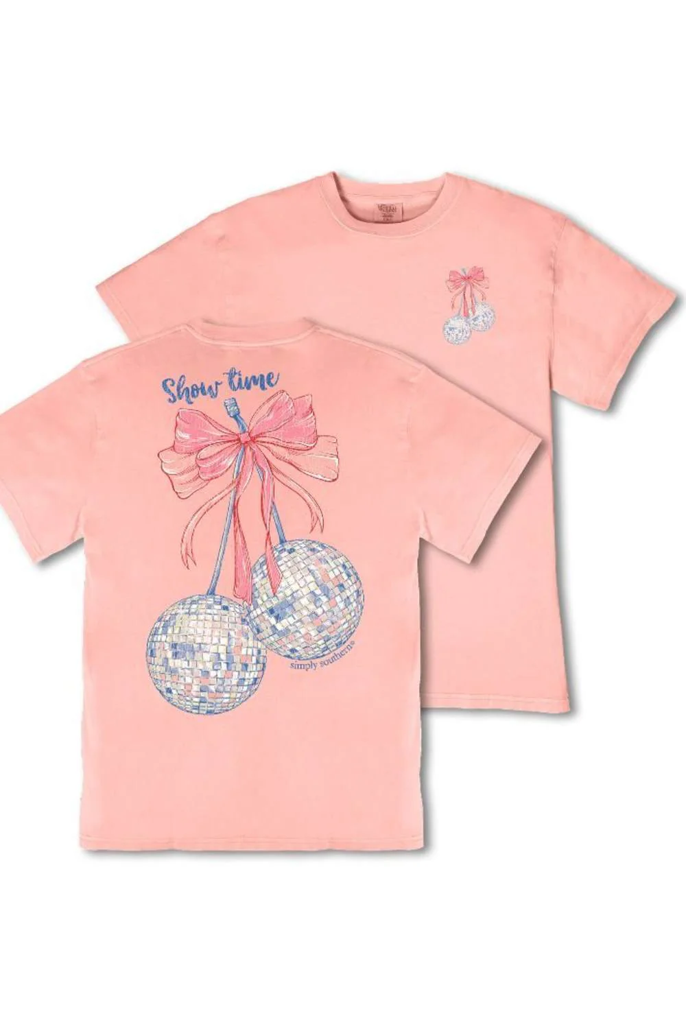 Simply Southern Show Time Mineral Wash T-Shirt for Women in Light Peach | MINWASH-SHOW-LTPCH - Image 3