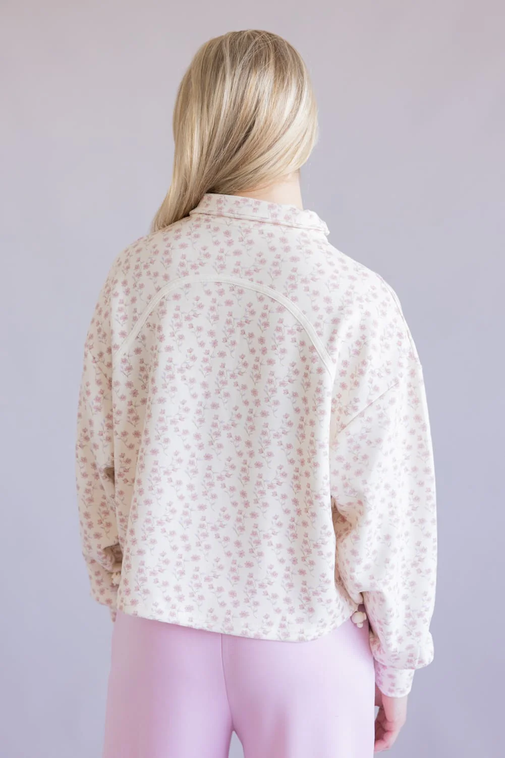 Simply Southern ¼ Snap Collar Cinch Pullover for Women in Blush Flower | PP-0126-TOP-PLL-CINCH-BLSHFLR - Image 4
