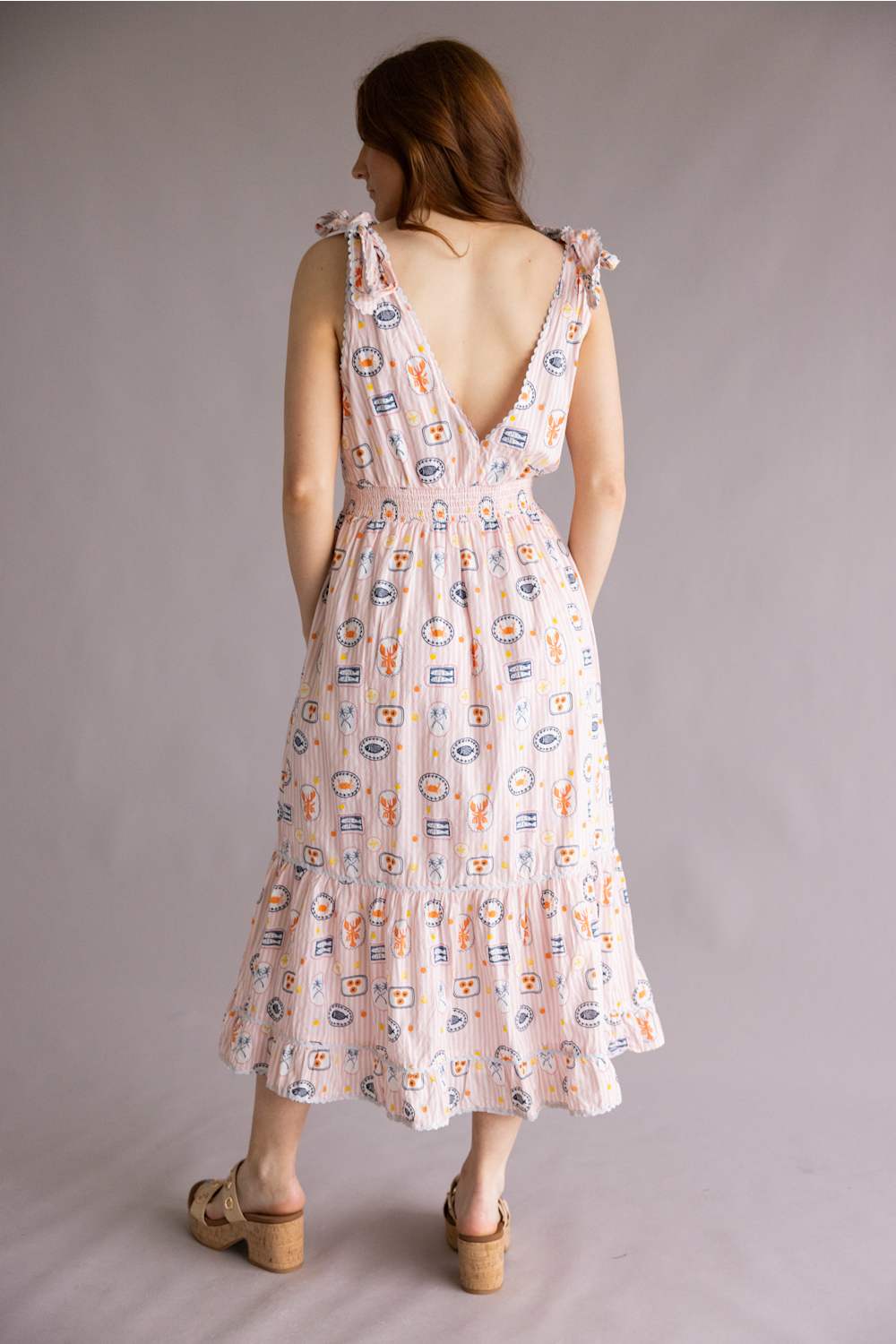 Simply Southern Stamp Shoulder Tie Dress for Women in Peach | PP-0126-DRS-STAMP - Image 3