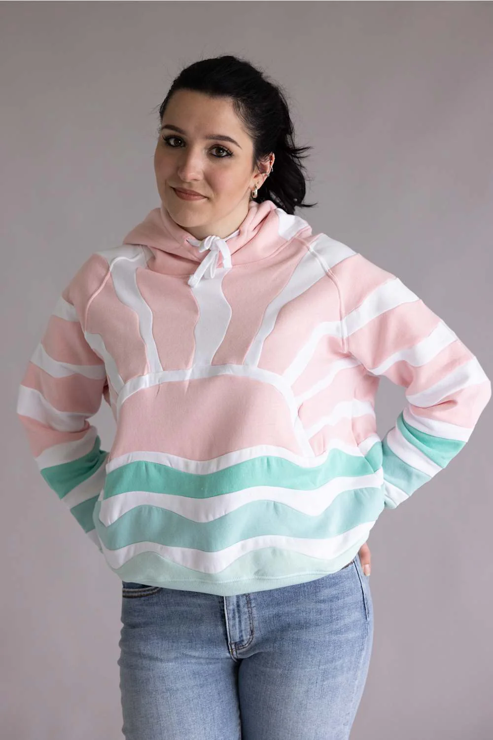 Simply Southern Sun and Sea Patch Hoodie for Women in Pink | PP-0126-HD-PATCH-PNKSUN - Image 2