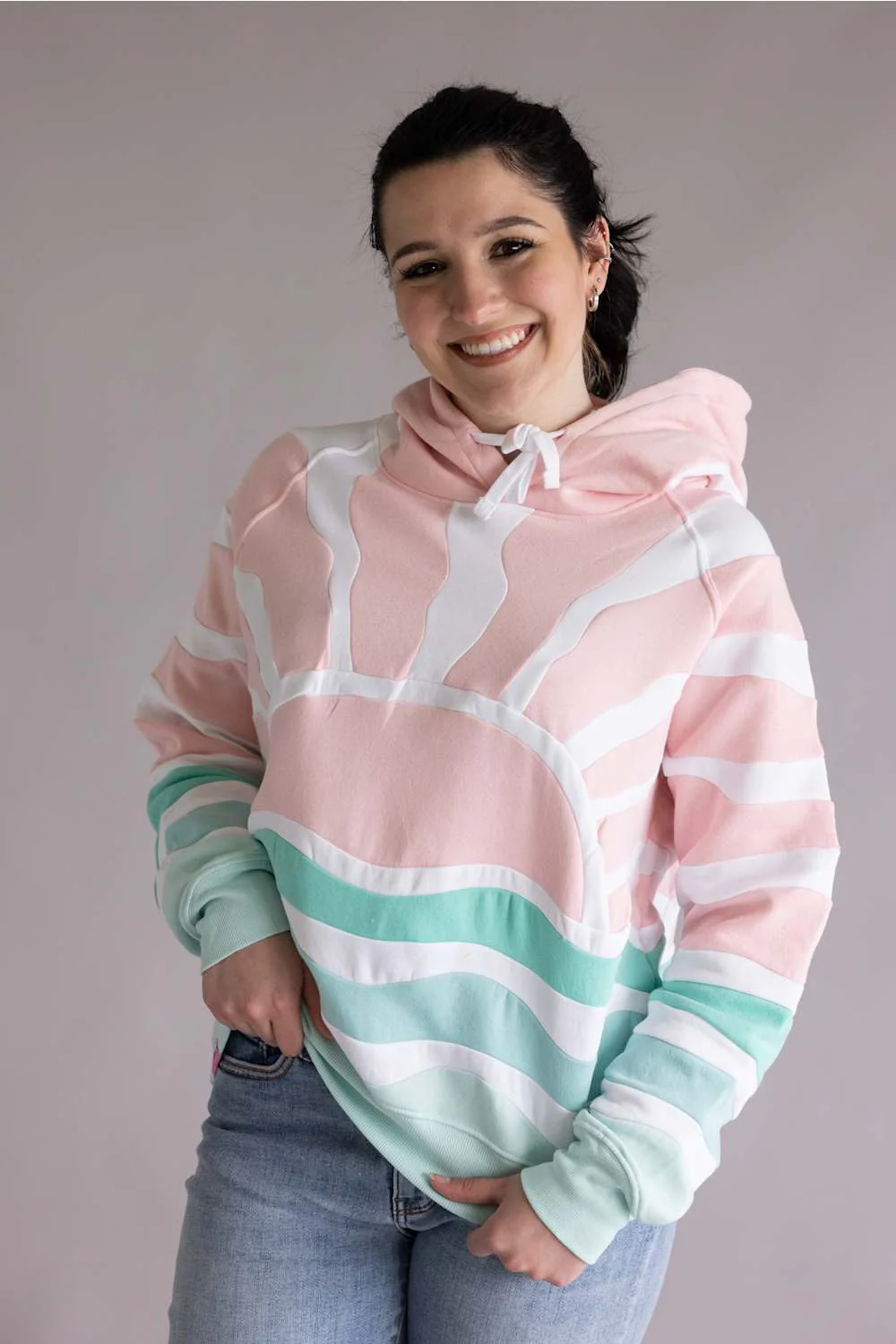 Simply Southern Sun and Sea Patch Hoodie for Women in Pink | PP-0126-HD-PATCH-PNKSUN - Image 3