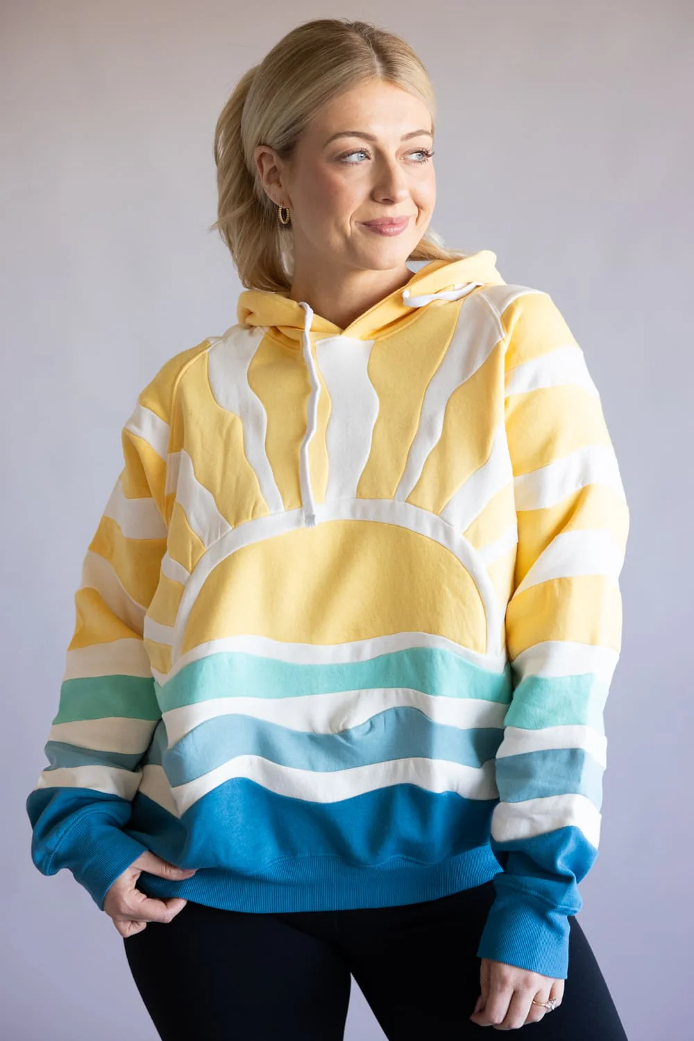 Simply Southern Sun and Sea Patch Hoodie for Women in Yellow | PP-0126-HD-PATCH-YLWSUN - Image 2