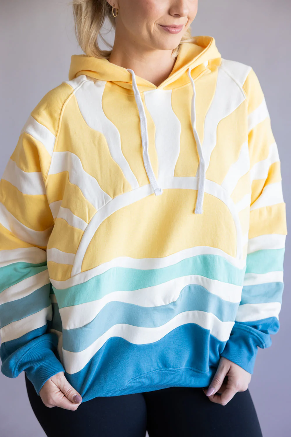 Simply Southern Sun and Sea Patch Hoodie for Women in Yellow | PP-0126-HD-PATCH-YLWSUN - Image 3