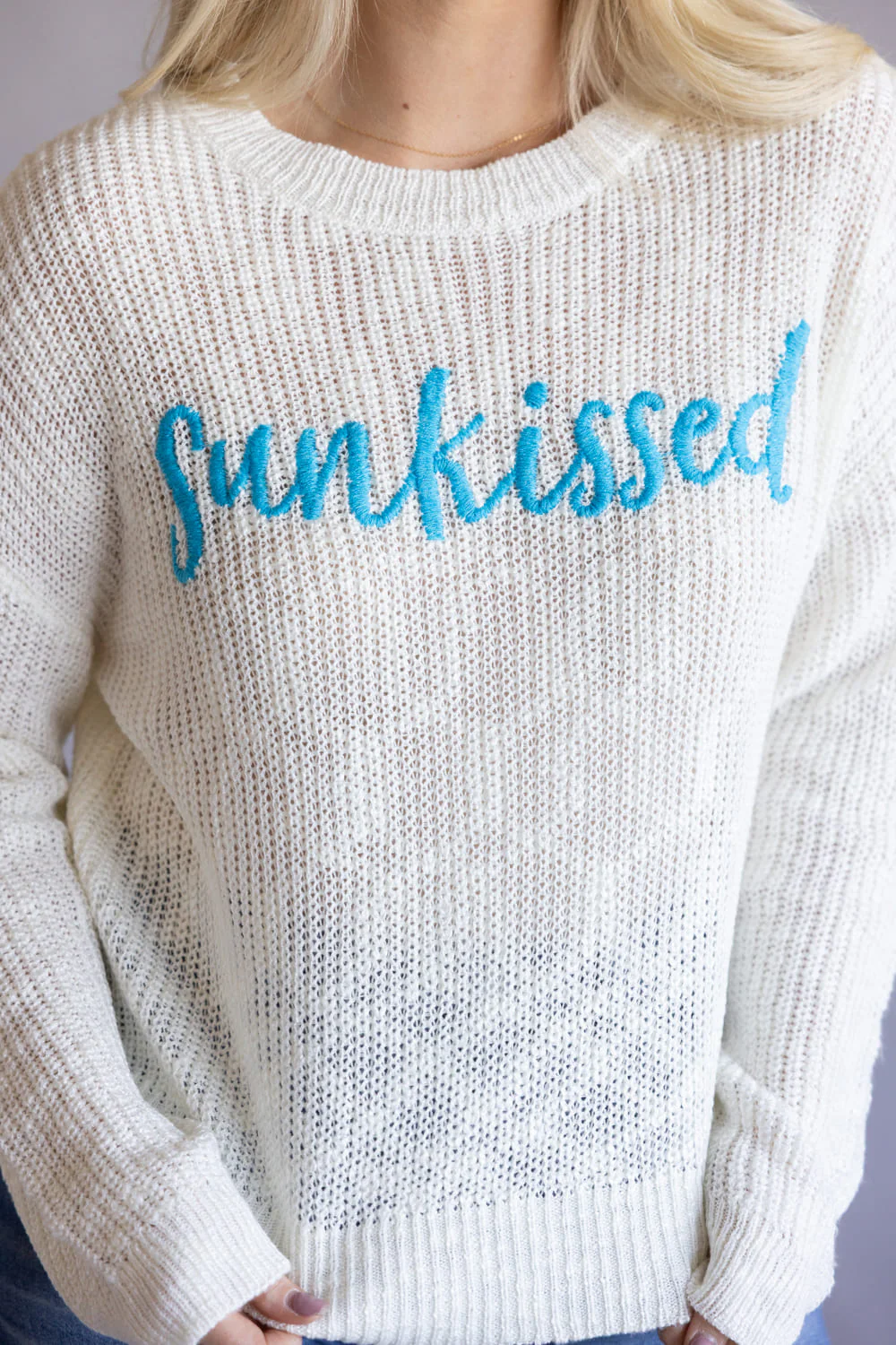 Simply Southern Sunkissed Embroidered Sweater for Women in Cream | PP-0126-SWTR-SUNKISSED - Image 2