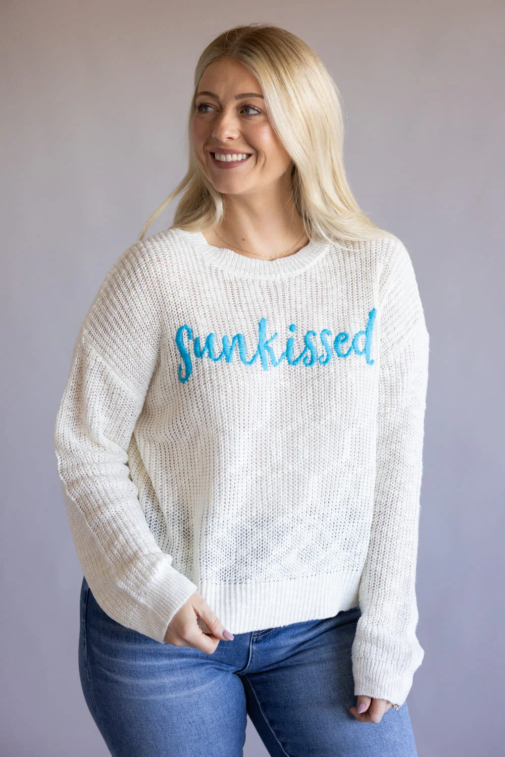 Simply Southern Sunkissed Embroidered Sweater for Women in Cream | PP-0126-SWTR-SUNKISSED - Image 4