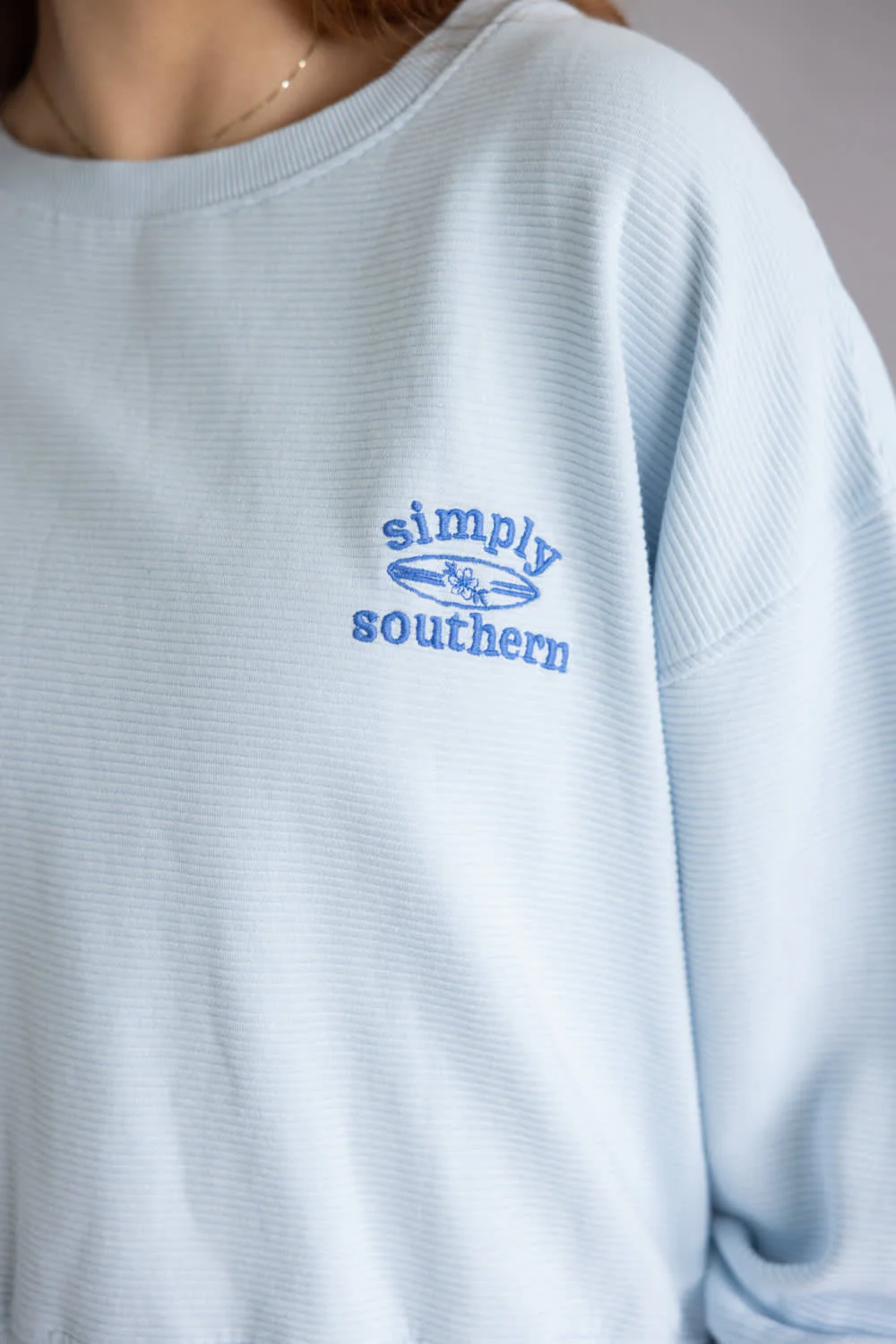 Simply Southern Surf Crewneck for Women in Light Blue | PP-0126-CRW-SURF-BLUE - Image 3