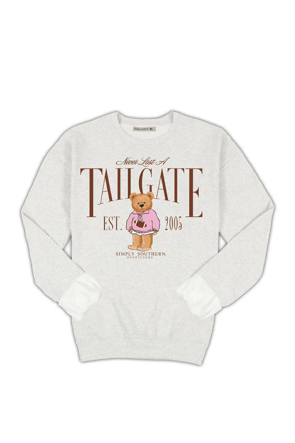 Simply Southern Tailgate Bear Crewneck for Women in Grey | CREW-TAILGATE-FLURRY - Image 2