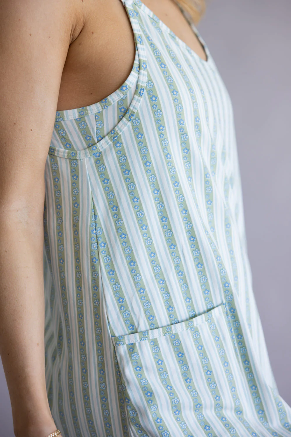 Simply Southern Tara Romper Dress for Women in Robins Egg Stripe | PP-0126-DRS-TARA-ROBSTR - Image 3