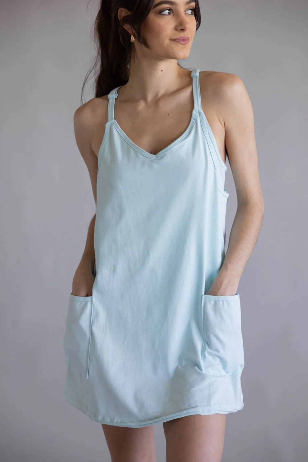 Simply Southern Tara Romper Dress for Women in Robin’s Egg Blue | PP-0126-DRS-TARA-ROBEGG - Image 4