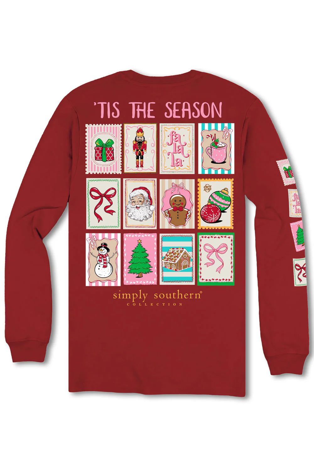 Simply Southern Tis The Season Long Sleeve T-Shirt for Women in Red | LS-STAMPS-CARMINE - Image 3