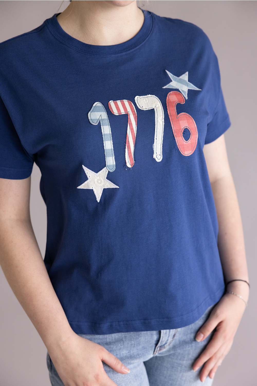 Simply Southern USA Applique T-Shirt for Women in Navy | PP-0126-TEE-USA-APPL-NAVY - Image 2