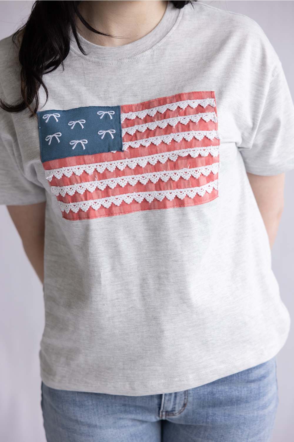 Simply Southern USA Applique T-Shirt for Women in Light Heather | PP-0126-TEE-USA-APPL-LGHTR - Image 2
