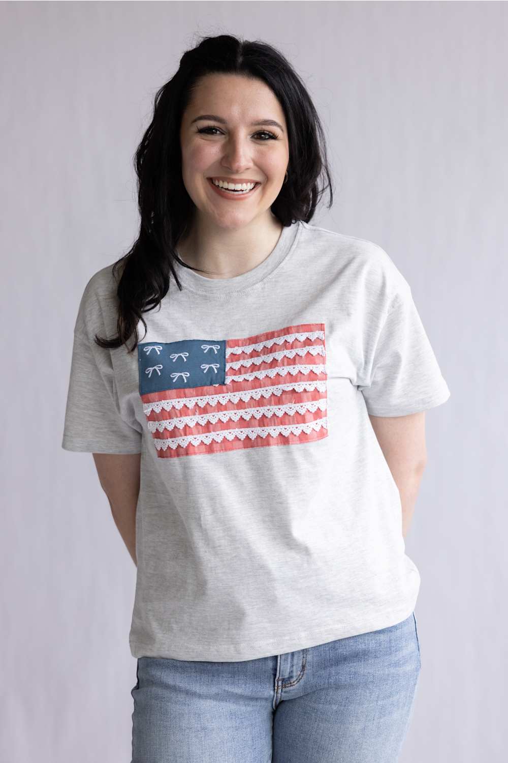 Simply Southern USA Applique T-Shirt for Women in Light Heather | PP-0126-TEE-USA-APPL-LGHTR - Image 4