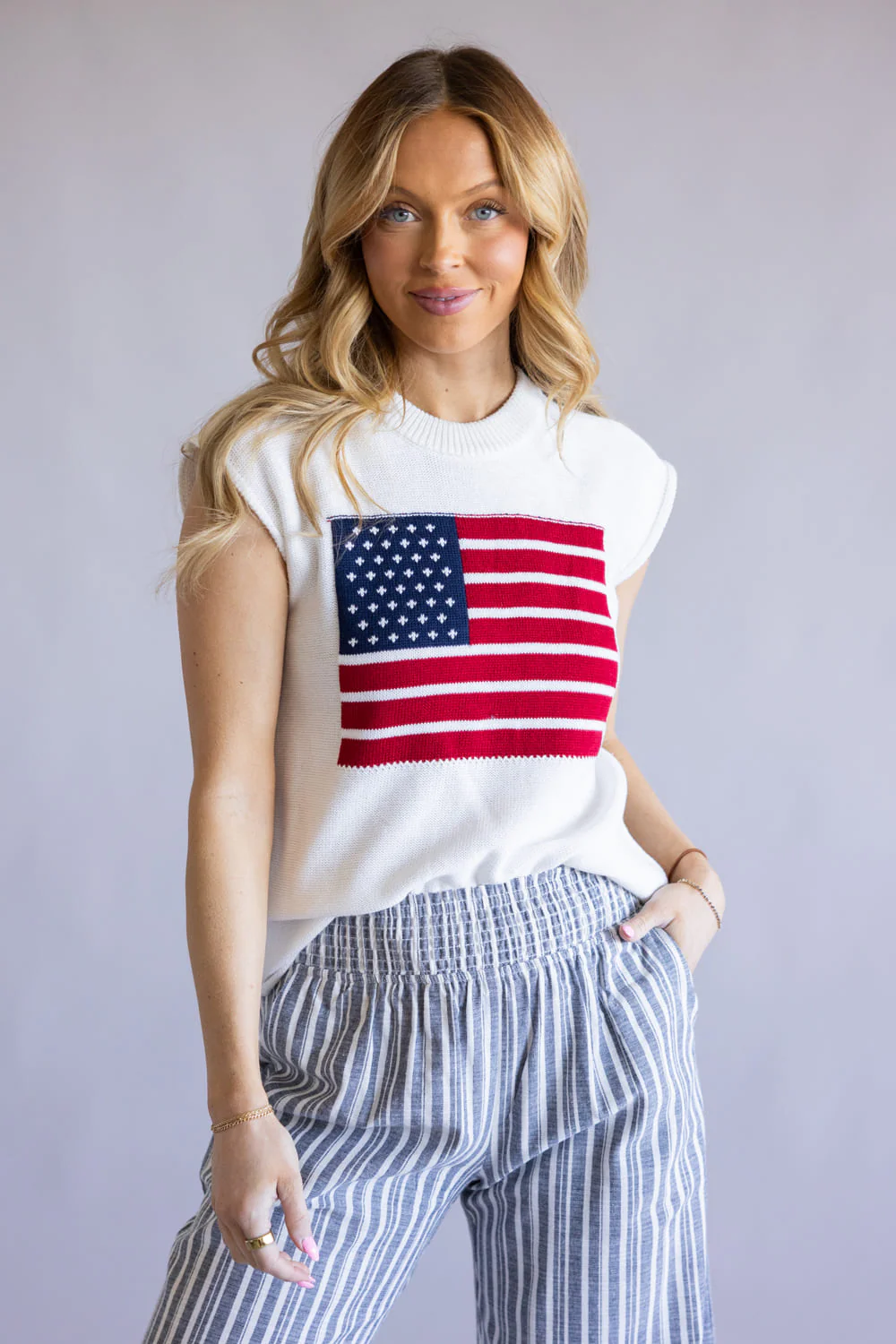 Simply Southern USA Tank Top for Women in White | PP-0126-TOP-TANK-FLAG - Image 4