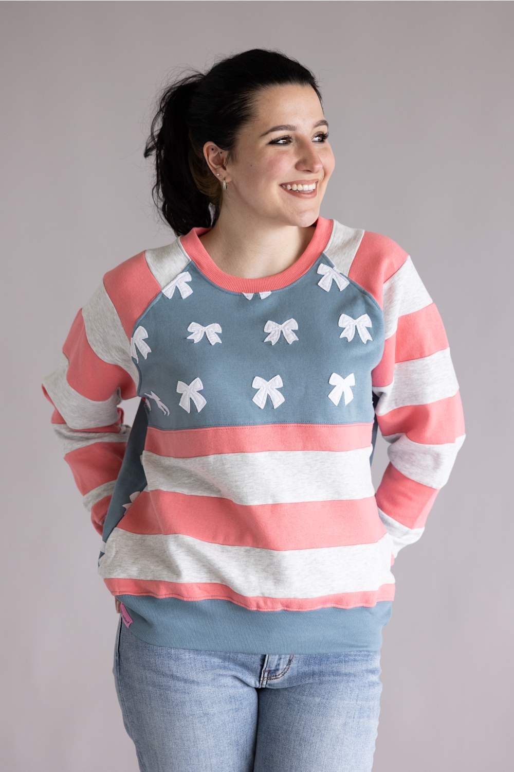 Simply Southern USA Patch Crew for Women in Red/White | PP-0126-CRW-PATCH-USA - Image 2