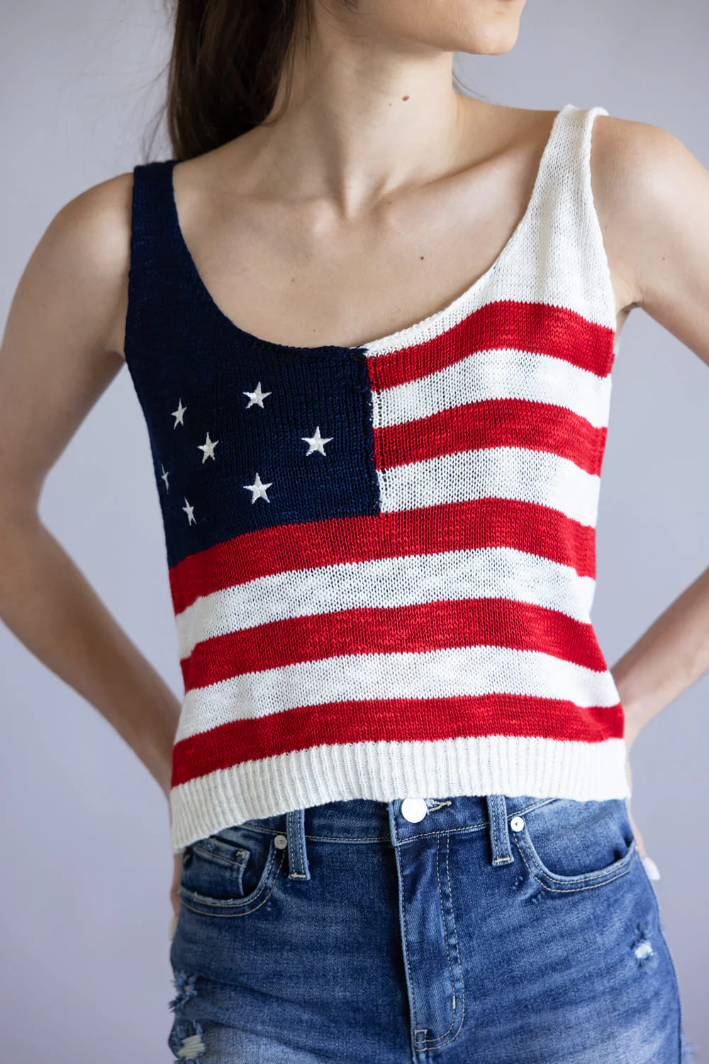 Simply Southern USA Scoop Neck Tank Top for Women in Red/White | PP-0126-TOP-TANK-USA - Image 2