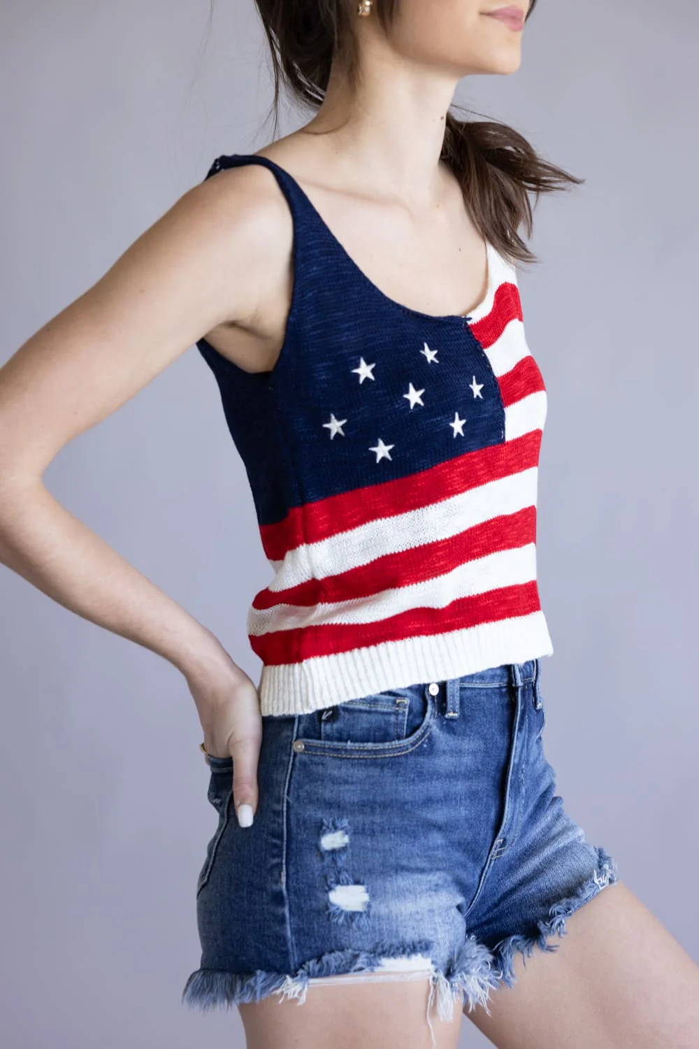 Simply Southern USA Scoop Neck Tank Top for Women in Red/White | PP-0126-TOP-TANK-USA - Image 4