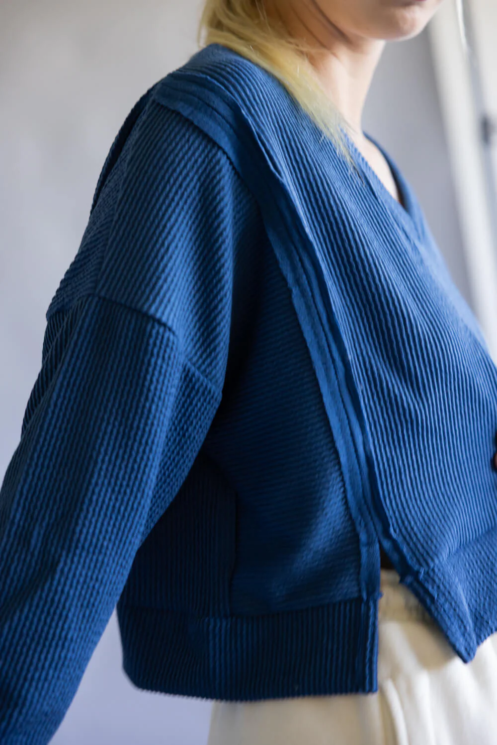 Simply Southern V-Neck Crop Pullover Top for Women in Dark Blue | PP-0225-SWTR-KNT-DKBLUE - Image 5