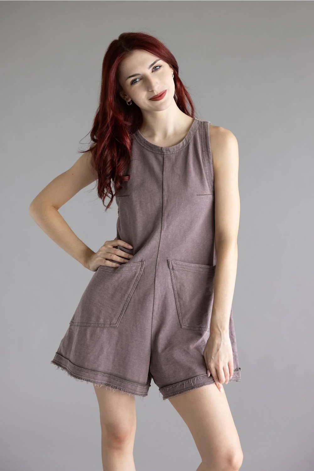 Simply Southern Washed Romper for Women in Dark Gray | PP-0126-RMPR-WSHD-PKT-DKGRY - Image 2