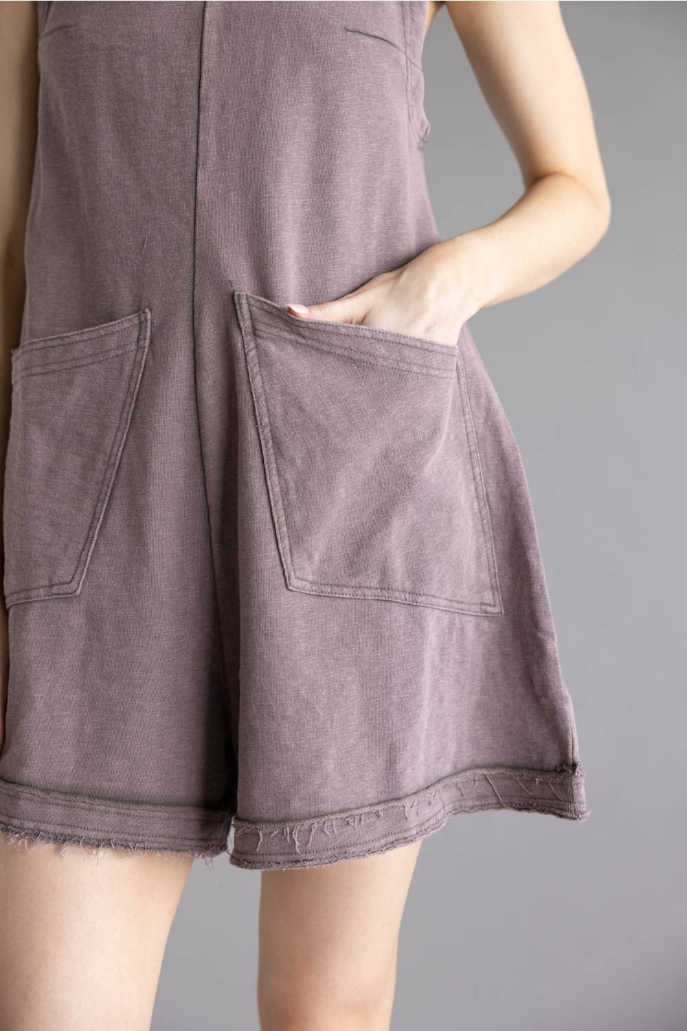 Simply Southern Washed Romper for Women in Dark Gray | PP-0126-RMPR-WSHD-PKT-DKGRY - Image 4