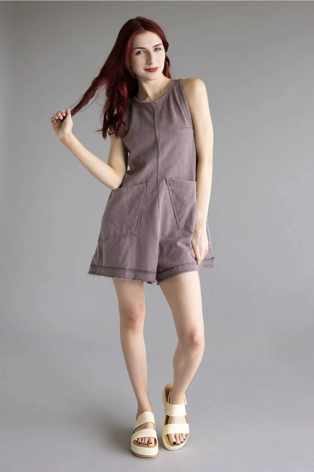 Simply Southern Washed Romper for Women in Dark Gray | PP-0126-RMPR-WSHD-PKT-DKGRY - Image 5