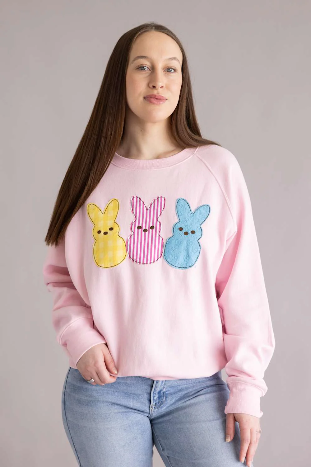 Simply Southern x Peeps Crewneck for Women in Light Pink | PP-0126-PEEPS-CRW - Image 4